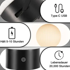 ZMH Lampe De Table Rechargeable Lampe De Chevet Tactile Blanche Ip44 Pour Chambre Salle De Bain