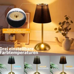 ZMH Lampe De Table Sans Fil Lot De 2 - Lampe De Chevet Noir USB Rechargeable