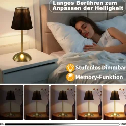 ZMH Lampe De Table Sans Fil Lot De 2 - Lampe De Chevet Noir USB Rechargeable