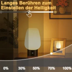 ZMH Lampe De Table Tactile Lampe De Chevet Blanche Ip44 Avec 3 Températures Pour Chambre Et Cuisine