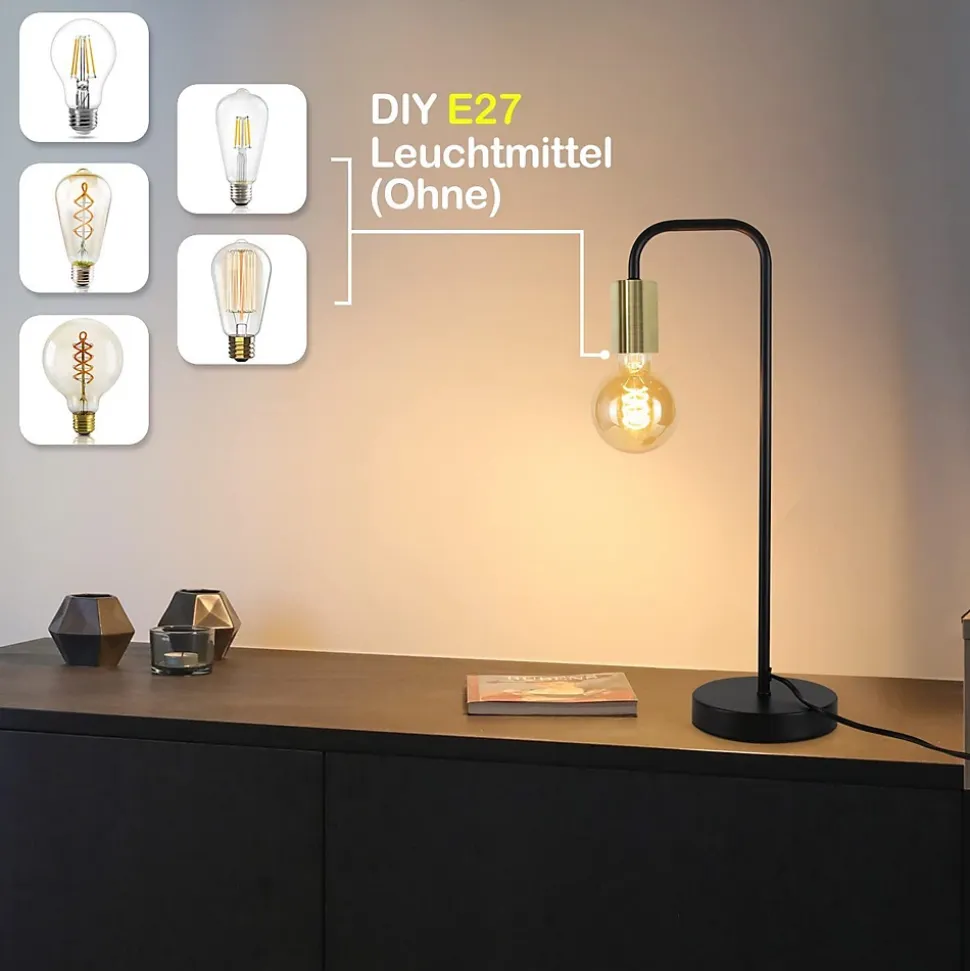 ZMH Lampe de Table Vintage Noir et Or E27 - Élégance et Polyvalence