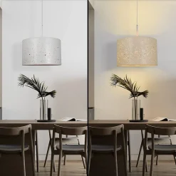 ZMH Lampe Pendante Moderne Avec Abat-jour En Tissu Étoilé E27 Décoration De Salle à Manger