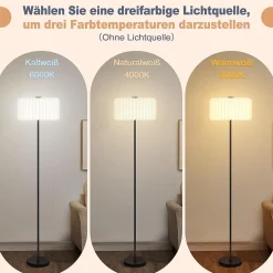 ZMH Lampe Sur Pied Vintage Abat jour En Papier Blanc Douille G9 Interrupteur Au Pied Sans Ampoule