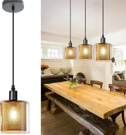 ZMH Lampe Suspendue Vintage En Métal Et Verre Pour Table à Manger E14 - Design Rétro Industriel