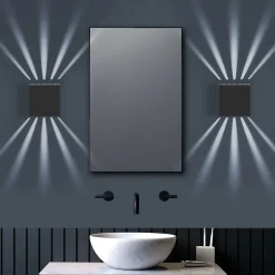 ZMH LED Applique 2 Pièces Murale 10w Noir Moderne Design 6000k Ip65
