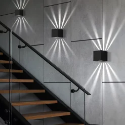 ZMH LED Applique 2 Pièces Murale 10w Noir Moderne Design 6000k Ip65