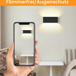ZMH LED Applique murale Lampe murale Moderne Noir IP20