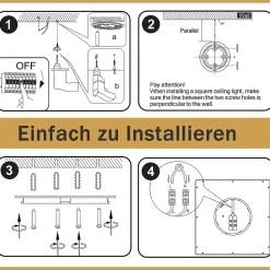 ZMH LED Plafonnier Salon 23cm Blanc Plafonnier 3000k 18w Chambre Couloir
