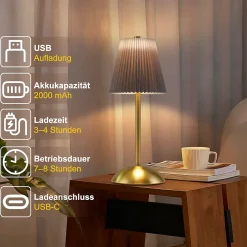 ZMH Lot De 2 Lampes De Table LED Sans Fil Avec Port USB 3 Températuresverte