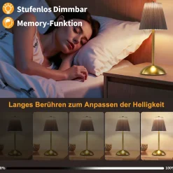 ZMH Lot De 2 Lampes De Table LED Sans Fil Avec Port USB 3 Températuresverte