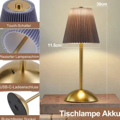 ZMH Lot De 2 Lampes De Table LED Sans Fil Avec Port USB 3 Températuresverte