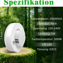 ZMH Lot De 4 LED Ampoules Gx53 ultra Plat 3000k 5 w 230v Non Dimmable Blanc