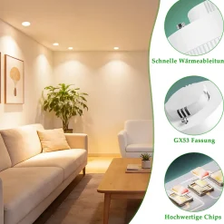 ZMH Lot De 2 LED Ampoules Gx53 ultra Plat 3000k 5 w 230v Non Dimmable Blanc