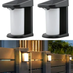 ZMH Luminaire Mural Solaire Lot De 2 Extérieures Étanche Lumière LED Blanc Chaud 3000k