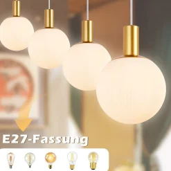 ZMH Lustre De Salle à Manger 3/4 Flammes E27 En Or Et Blanc - Élégance Pour Chambre D'hôtel