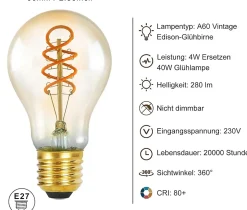 ZMH Pack De 3 Ampoules LED Vintage E27 A60 4w 2200k Lumière Ultra chaude Style Rétro Et Décoratif