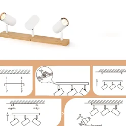 ZMH Plafonnier Bois Spot De Plafond 3 Flammes Vintage Gu10 Spot Blanc Orientable 350
