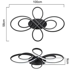 ZMH Plafonnier LED à Intensité Variable 100cm 90w Moderne plafonnier Noir Avec Télécommande pour Salle à Manger
