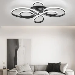 ZMH Plafonnier LED à Intensité Variable 100cm 90w Moderne plafonnier Noir Avec Télécommande pour Salle à Manger