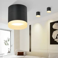 ZMH Plafonnier LED 1 Noir Rond 3000k 5w Gx53 Plafonnier Acrylique Luminaires De Salon