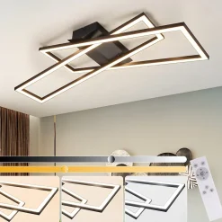 ZMH Plafonnier LED De Salon - Design Moderne à Intensité Variable 36 W - Noir