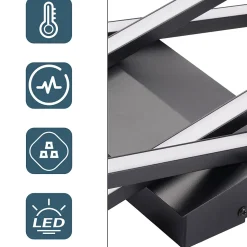 ZMH Plafonnier LED De Salon - Design Moderne à Intensité Variable 36 W - Noir