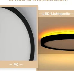 ZMH Plafonnier LED Design Noir 18W Variable pour Salon et Cuisine