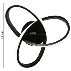 ZMH Plafonnier LED Design Géométrique Noir Dimmable 40CM avec Télécommande