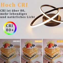 ZMH Plafonnier LED Design Géométrique Noir Dimmable 40CM avec Télécommande