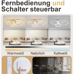 ZMH Plafonnier LED Design Moderne 82 Cm Dimmable - Télécommande Doré 74w