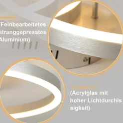 ZMH Plafonnier LED Design Moderne 82 Cm Dimmable - Télécommande Doré 74w