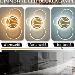 ZMH Plafonnier LED Dimmable 90w 98cm Avec Télécommande - Éclairage Vintage Doré Pour Chambre