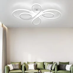ZMH Plafonnier LED Intensité Variable 90w plafonnier Moderne Plafonnier salon 100cm Blanc Design Avec Télécommande
