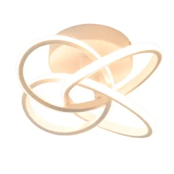 ZMH Plafonnier LED Moderne 28w 3000k Blanc Chaud, Design Fleur à 4 Pétales, Blanc Métallisé 32cm