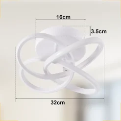 ZMH Plafonnier LED Moderne 28w 3000k Blanc Chaud, Design Fleur à 4 Pétales, Blanc Métallisé 32cm