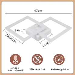 ZMH Plafonnier LED Moderne 2 Flammes 24w Pour Chambre Et Couloir