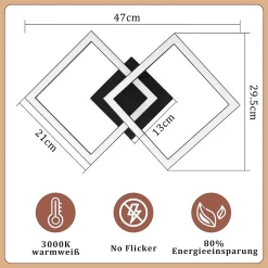 ZMH Plafonnier LED Moderne 2 Flammes 24W pour Cuisine - Blanc Chaud par