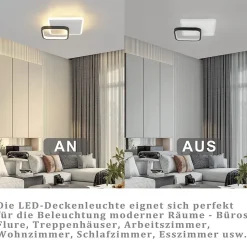 ZMH Plafonnier LED Moderne Noir Blanc Design Acrylique Lampe De Salon