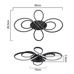 ZMH Plafonnier LED Moderne Plafonnier Noir 40cm 30w 3000k blanc Chaud plafonnier salon