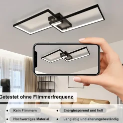 ZMH Plafonnier LED Moderne Whonzimmer avec Télécommande pour Chambre à Coucher en Métal