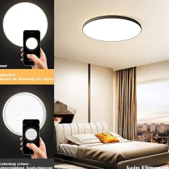 ZMH Plafonnier LED Moderne IP44 avec Télécommande pour Cuisine et Couloir - Luminosité Réglable