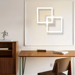 ZMH Plafonnier LED Moderne Argenté 24W avec Design Rotatif pour Chambre à Coucher