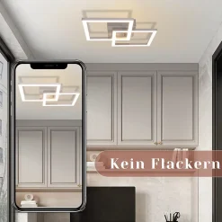 ZMH Plafonnier LED Moderne Argenté 24W avec Design Rotatif pour Chambre à Coucher