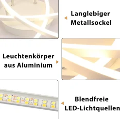 ZMH Plafonnier LED Moderne Blanc 32W pour Salon et Bureau - Éclairage Économique et Élégant