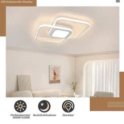 ZMH Plafonnier LED Moderne Dimmable avec Télécommande 48W pour Salon et Couloir