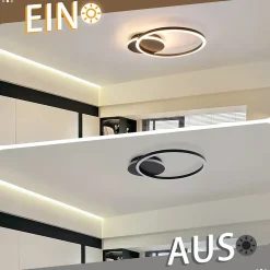 ZMH Plafonnier LED Moderne - 24W Double Anneaux 3000K pour Cuisine et Couloir