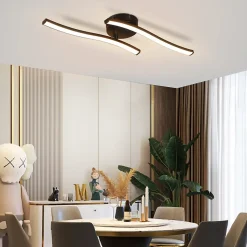 ZMH Plafonnier LED Moderne Noir Vagues 3000K pour Salon et Cuisine