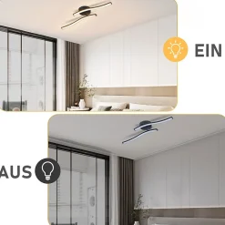 ZMH Plafonnier LED Moderne Noir Vagues 3000K pour Salon et Cuisine