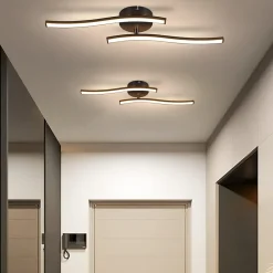 ZMH Plafonnier LED Moderne Noir Vagues 3000K pour Salon et Cuisine