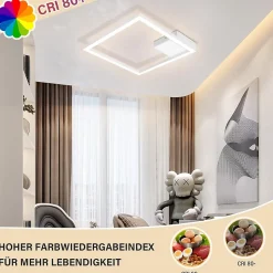 ZMH Plafonnier LED Moderne Carré Blanc 3000k Pour Salon Et Cuisine